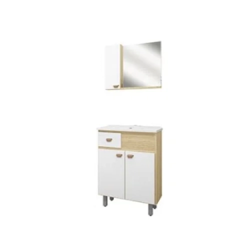 Gabinete Banheiro com Pés GAAM Essenza  60cm Pinho/Branco